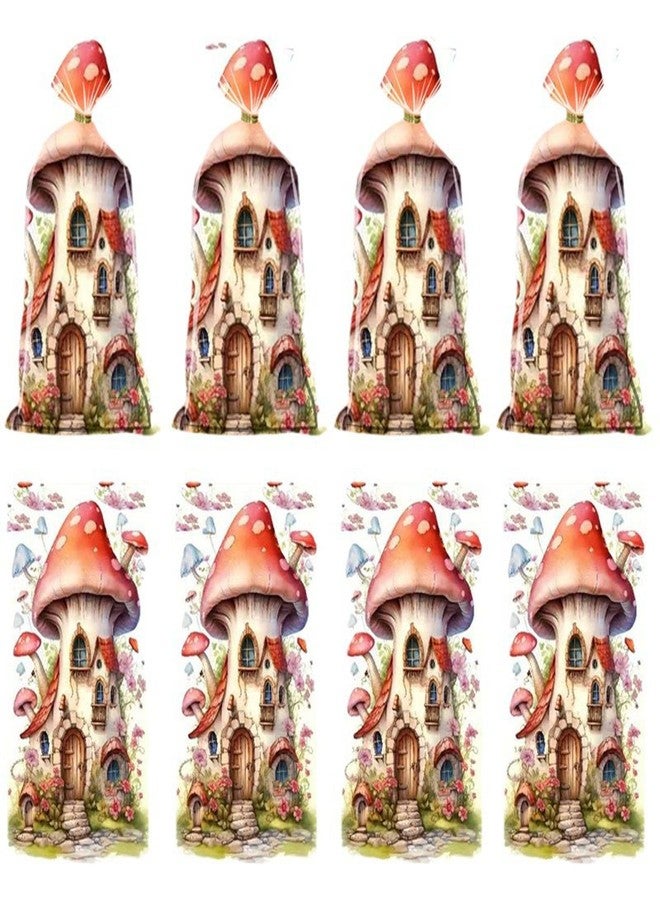 CSTYWC 50 Pieces Mushrooms Treat Bags Cellophane Bags Mushrooms Party Bags Plastic Candy Bag with 50 Pieces Twist Ties for Birthday Party Baby Shower Supplies - Image 2